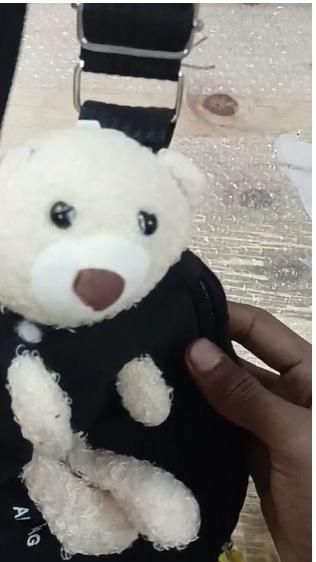 New Cute Plush Teddy Bear Chest Bag, Women's Canvas Crossbody Bag