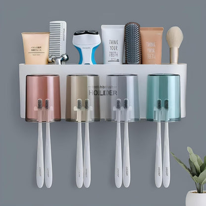 Toothbrush Holder Wall Mounted (8 Toothbrush Holders + storage)