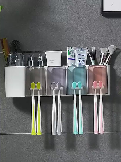 Toothbrush Holder Wall Mounted (8 Toothbrush Holders + storage)